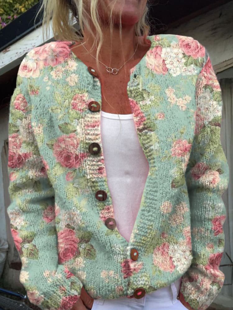 Jacqueline | Knitted Vest with Floral Pattern