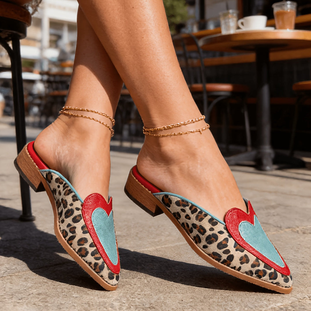 Perla | Backless Mules with Leopard Print