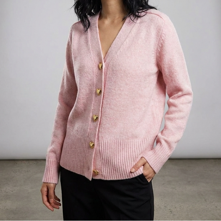 Ellie | Cozy Heart Button Cardigan