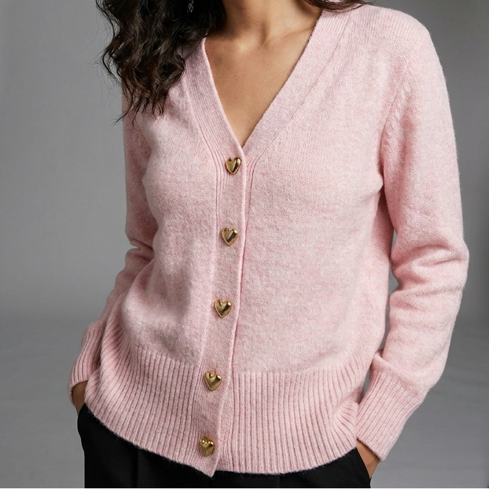Ellie | Cozy Heart Button Cardigan