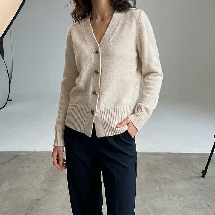 Ellie | Cozy Heart Button Cardigan