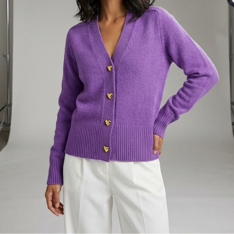 Ellie | Cozy Heart Button Cardigan