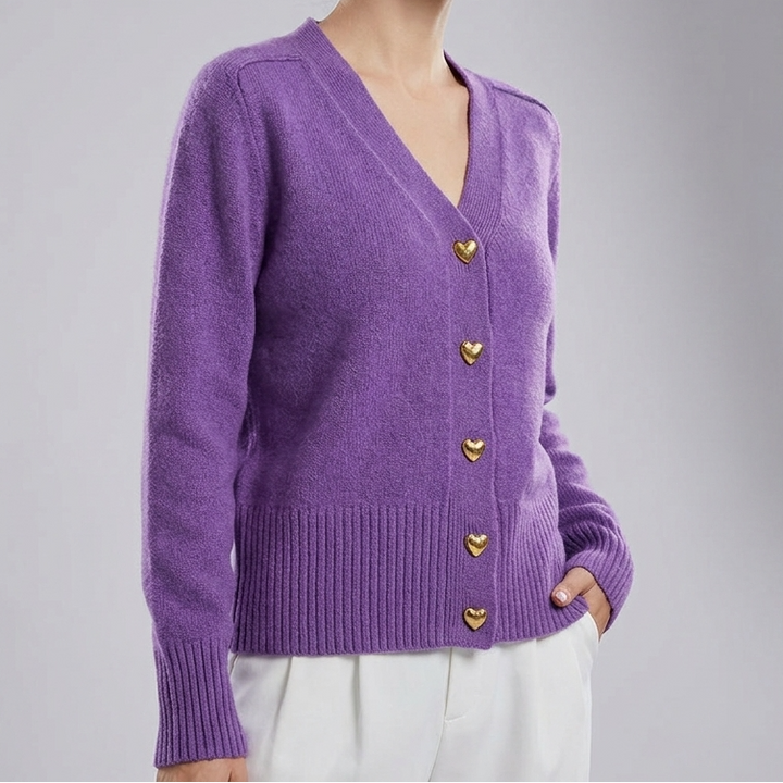 Ellie | Cozy Heart Button Cardigan
