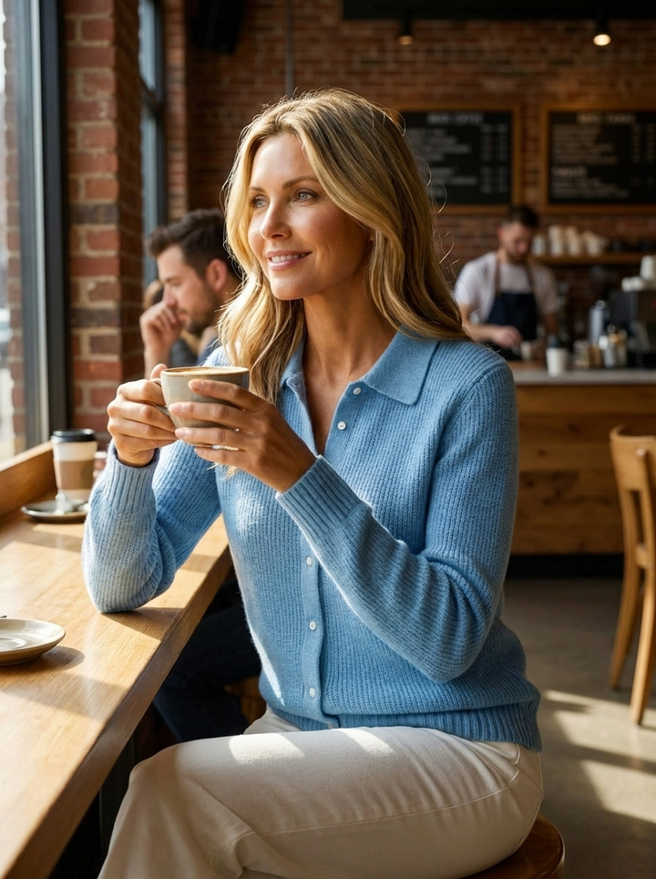 Josiane | Women's Ribbed Knit Polo Collar Cardigan