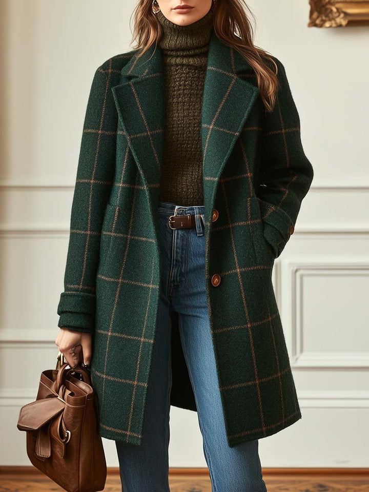 Aurora | Women's Retro Lapel Plaid Tweed Coat