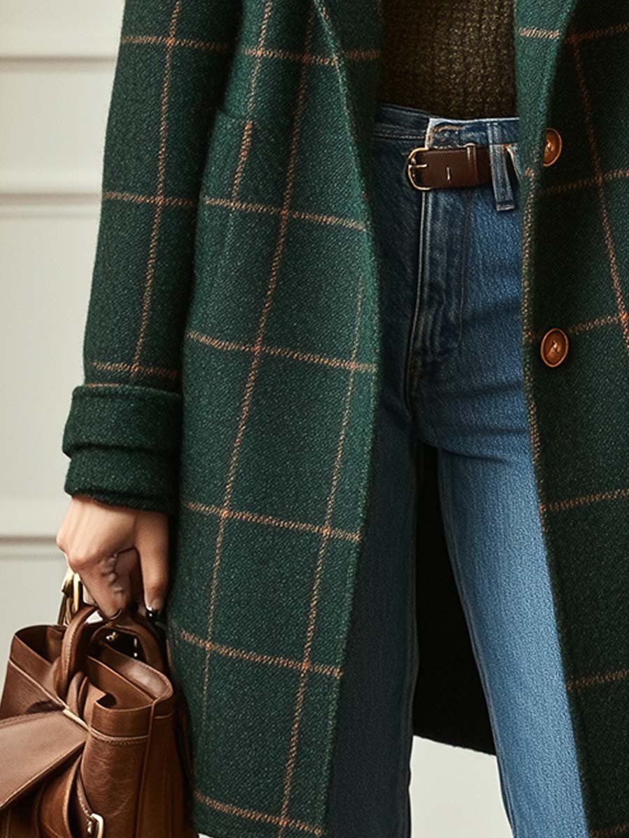 Aurora | Women's Retro Lapel Plaid Tweed Coat