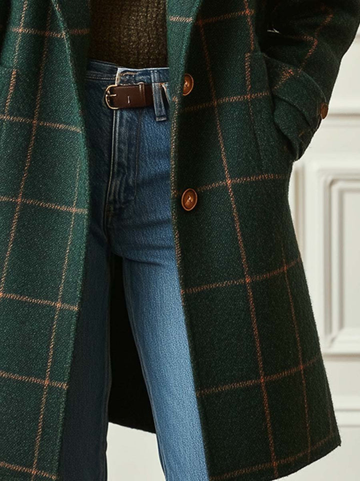 Aurora | Women's Retro Lapel Plaid Tweed Coat