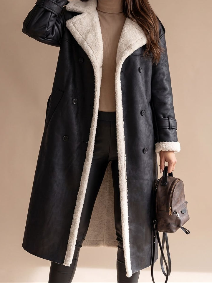 Grace | Women's Long Teddy Winter Coat Double-Breasted Sherpa Belted