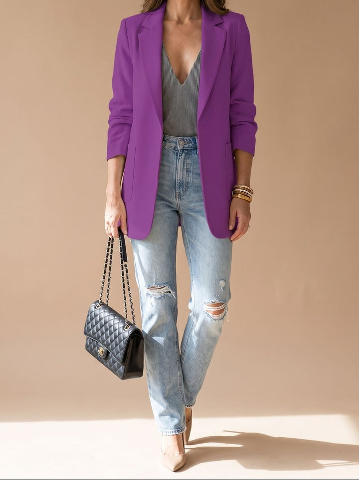 Penelope | Women's Open-Front Lapel Mid-Length Casual Smart Blazer