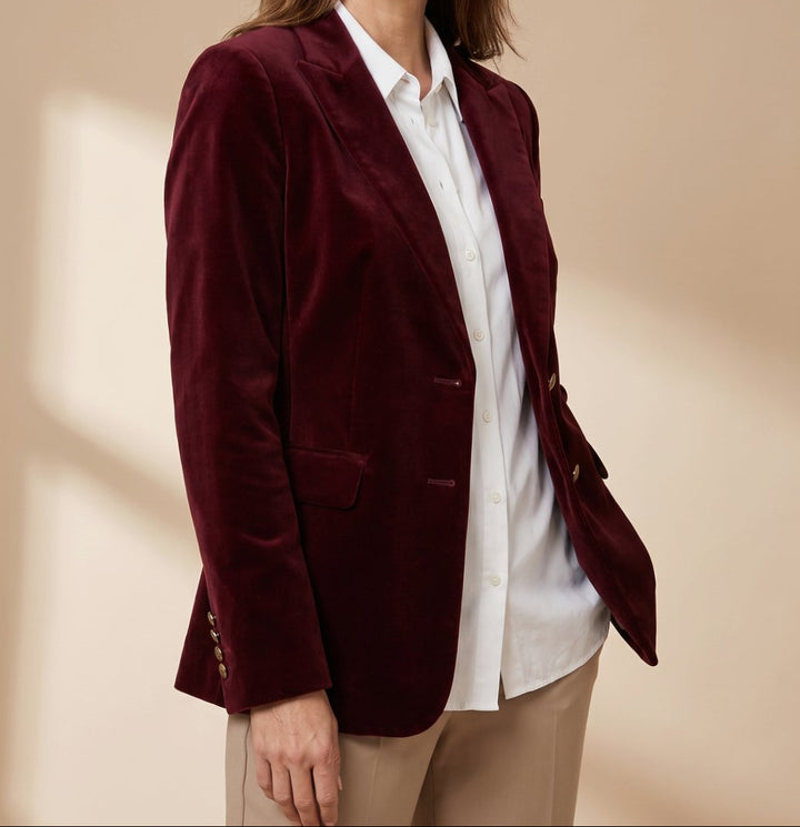 Penelope | Women's Slim-Fit Velvet Gold-Button Blazer